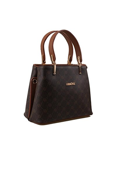 Armine Kahverengi Noktalı Klasik Kadın El Çantası