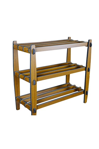 RealWood Ahşap Dekoratif Ayakkabılık, Portatif Ayakkabılık, Çok Amaçlı Dekoratif Raf 3 Katlı