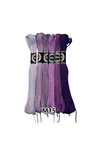EleganTShoP Airo Muline Etamine Cotton Embroidery Thread Set of 6