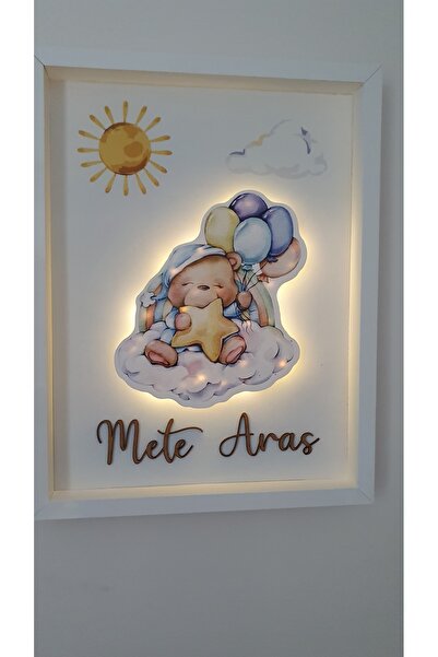 ALATURCA ERKEK BEBEK IŞIKLI KAPI SÜSÜ BALONLU AYICIK