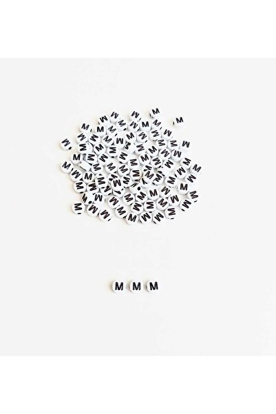 REN AKSESUAR خرز حرف M أبيض 10 جرام (74-75 قطعة)