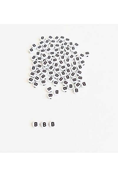 REN AKSESUAR خرز حرف B أبيض 10 جرام (74-75 قطعة)