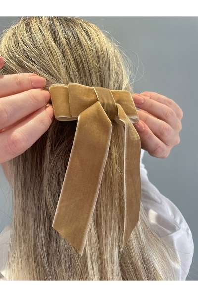 HUby design مشبك شريط مخملي كبير بإبزيم على شكل فيونكة