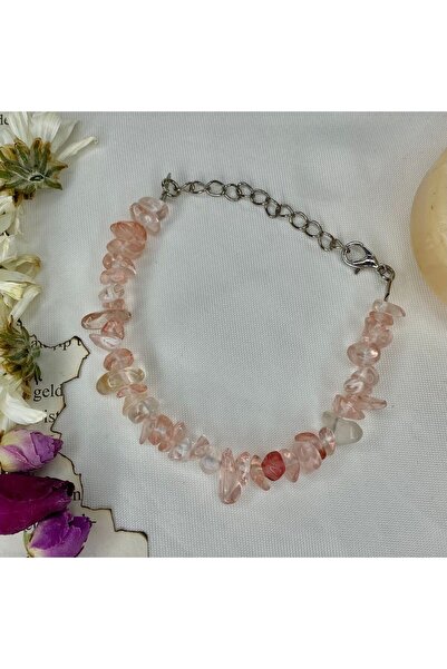 Elifsu Jewelry Çilek Kuvars Doğal Taş Kırıktaş Bileklik