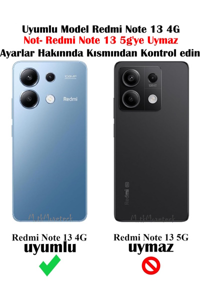 m.tk moveteck Xiaomi Redmi Note 13 4g Kılıf Kamera Korumalı Yumuşak Mat Silikon + 9h Ekran Koruyucu Cam 2'Li Set