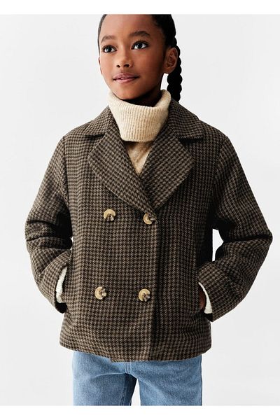 MANGO Kids Stilvoller Mantel mit Hahnentrittmuster