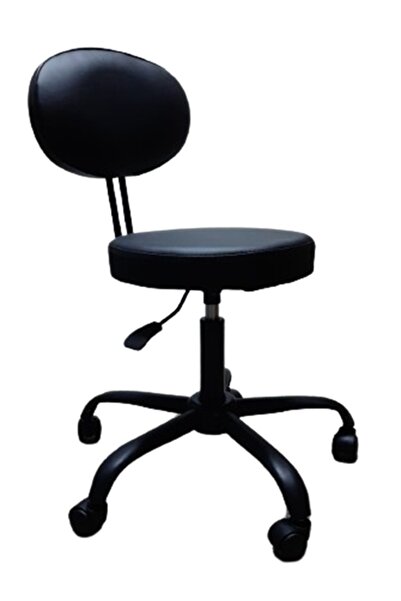 KamusalMarket Sırtlıklı Tabure Siyah Metal Ayaklı