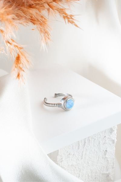 ESSARE 925 Ayar Gümüş Opal Taşlı Ayarlanabilir Yüzük