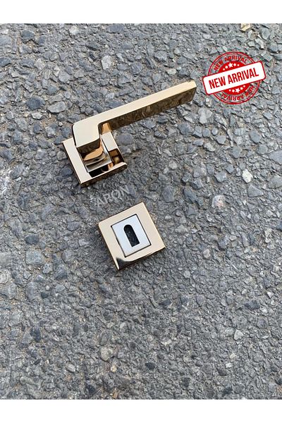 ARON (7 SET) LUXURY ANKA ROZET HANDLE (3+1) CIRCLE SET ALBIFIRIN YELLOW - SATIN DOOR HANDLE ALUMINUM / STEEL