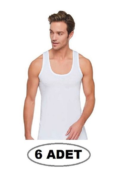CALİA 100% Cotton Men's Strappy Tank Top 6 Pieces