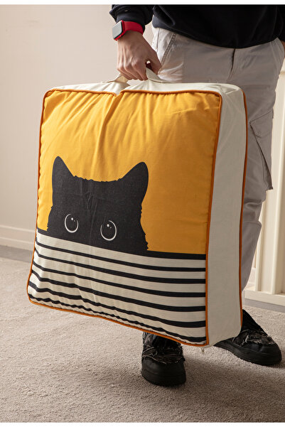 BUGİ HOME COLLECTİON EVLİNA HOME DEKORATİF ÇOK AMAÇLI AYNALI KARE 60X60 KEDİL...