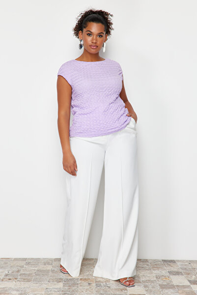 Trendyol Curve Lilac Textured Knitted Blouse TBBSS24AF00011