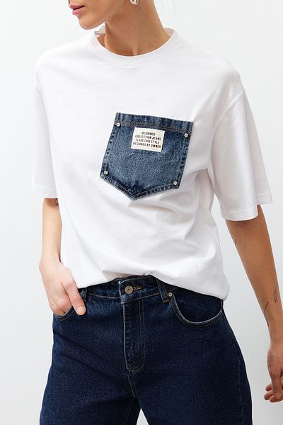 Edit by Trendyol White Knitted T-Shirt TEDSS24TS00000
