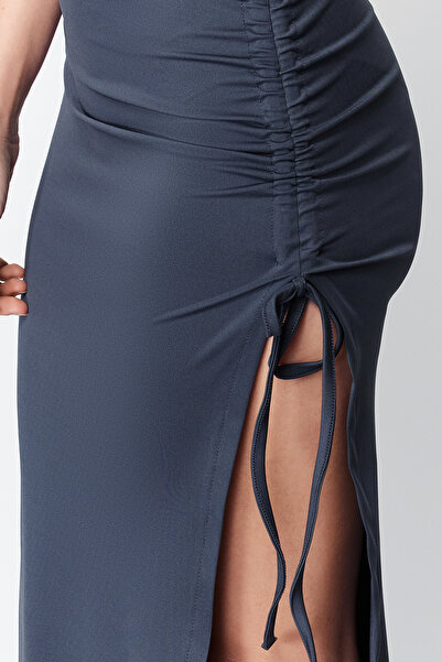 Edit by Trendyol Anthracite Strapless Maxi Knitted Dress TEDSS24EL00006