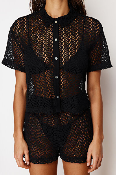 Trendyol Collection Knitwear Look Black Shirt and Shorts Beach Set - Tbess24Au00002