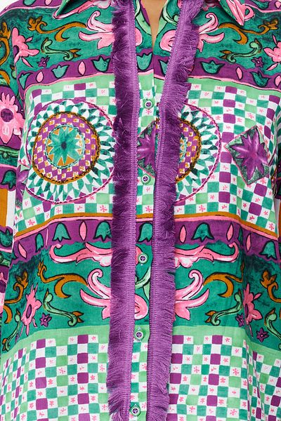 Trendyol Collection Ethnic Patterned Woven Tasseled 100% Cotton Shirt TBESS20GO0163