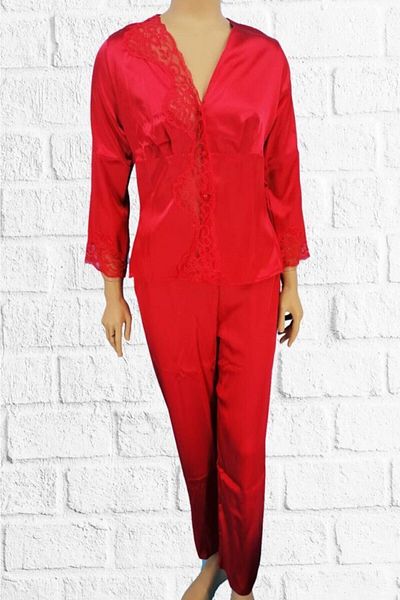 Pierre Cardin Women's Red Satin Pajama Set Pc1160