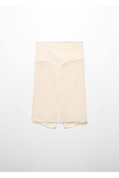 MANGO Woman Yarı Transparan Puantiyeli Etek