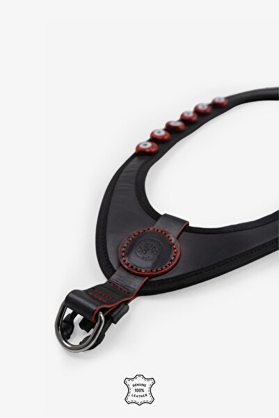 BANDOGSTYLE Karain Koleksiyon Gerçek Pull Up Deri Cam Nazar Boncuğu Işlemeli Köpek Vücut Tasması