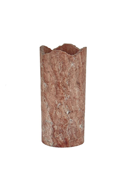 SETABIANCA Evza Mermer Traverten Kırmızı Vazo Büyük