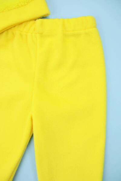 Lindakids Tweety Nakışlı Welsoft Polar Sarı Civciv Desenli Kız Bebek Alt Üst Takım