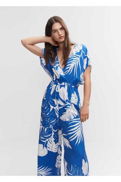 MANGO Woman Salopetă cu imprimeu tropical