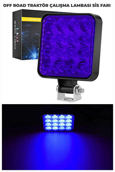 Manken İstanbul Off Road Traktör Tir Kamyon Sis Fari Ve Çalışma Lambası 16 Led Kare MAVİ 3 İNÇ 84mm