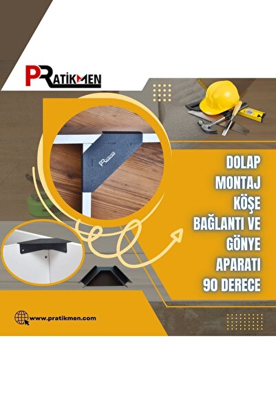 pratikmen Dolap Montaj Köşe Bağlantı ve Gönye Aparatı 90 Derece
