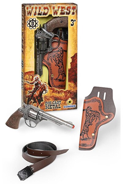 Gonher Metal Kovboy Tabancası Kapsül Patlatan Revolver Silah Seti