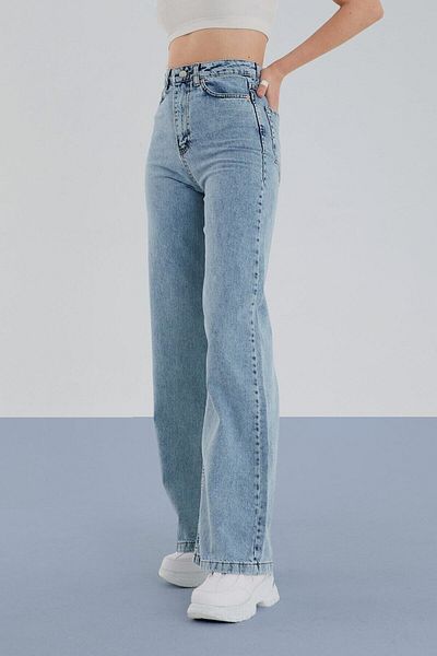 Geppetto Felix Casual Light Blue Acid Snow Wash Super High Waist Wide Leg Comfort Lycra Palazzo Jeans