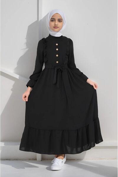 Your Consent Girl's Dress Aerobin Linen Fabric Hijab Suitable Long Length Children's Dress