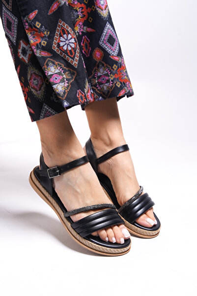 Riccon Olnadorei Kadın Sandalet 0012104 Siyah Cilt