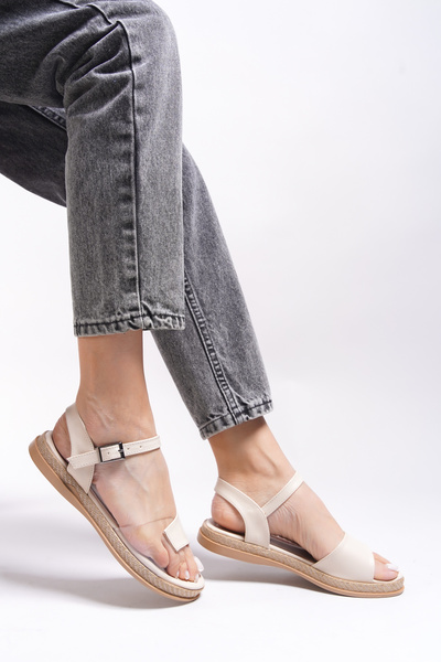 Riccon Dámské sandály Olelthas0012105 Béžová kůže