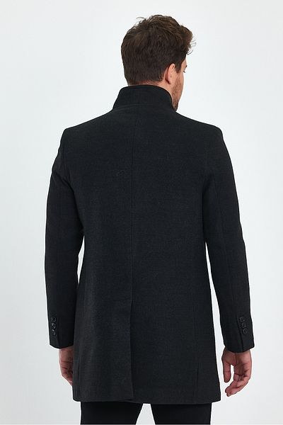 TREND KOMBİN Ανδρικό παλτό με λεπτή εφαρμογή Anthracite Stash