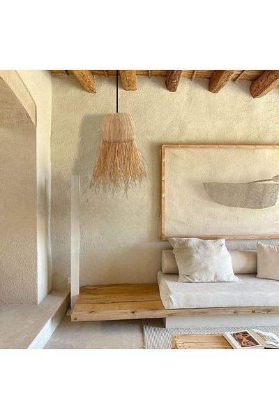 mammoly Raffia Bohemian Rustic Jute Wicker Bamboo Chandelier