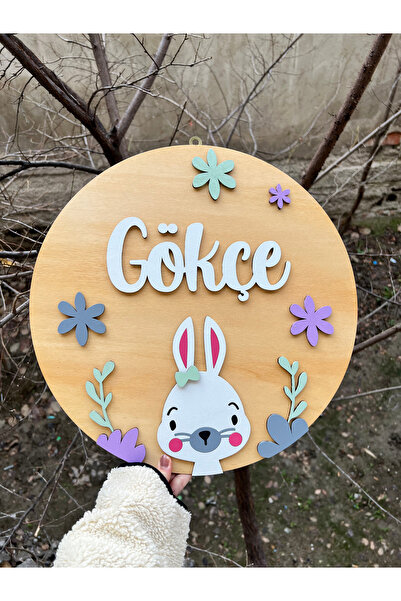 Baykuş Craft Mimarlık Özel Tasarım Hediyelik Daire Tavşanlı Çiçekli Bebek Ahş...