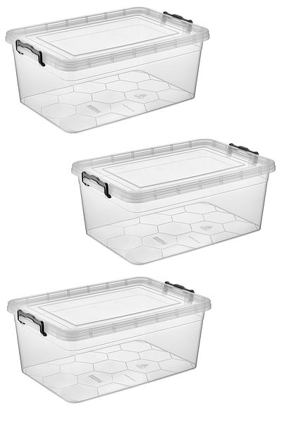 RNL04 3 Pieces 20 Liter Eco Honeycomb Transparent Plastic Storage Box -1141_06