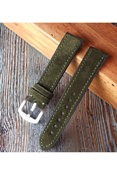 Ventum سلك مصنوع يدويًا من الجلد الطبيعي من جلد الغزال باللون الأخضر الداكن م...