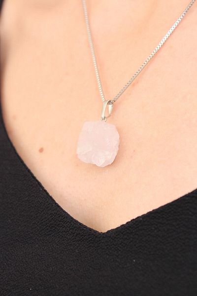 Crystalclem Pink Quartz Raw Natural Rhinestone Necklace 100% Original Real Natural Rhinestone With Confirmation Card
