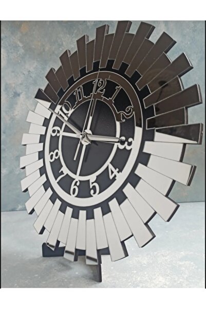 NİSANEST Dekoratif Duvar Saati Gold Renk Piyano Model Gümüş - Siyah Küçük Boy Duvar Saati