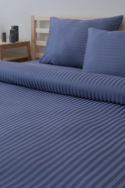MEYN COLLECTİON Double Size Satin Striped Bedding Set