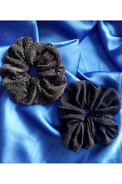 Atılgan Grp 2'li Set Kadın Parlak Simit Toka, Lacivert Ve Siyah Parıltılı Scr...