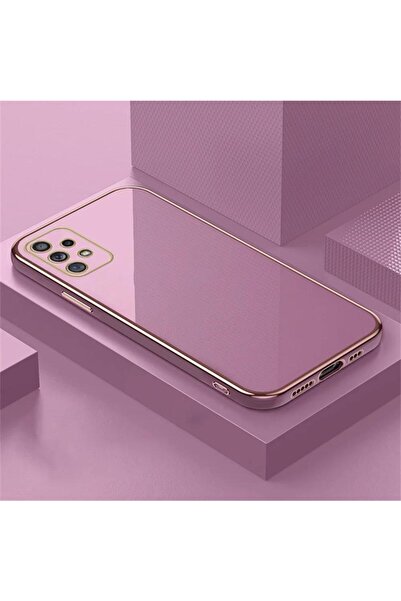 Rivor Samsung Galaxy A52 Uyumlu Kılıf Parlak Kenarlı Altın Işlemeli Kamera Ko...