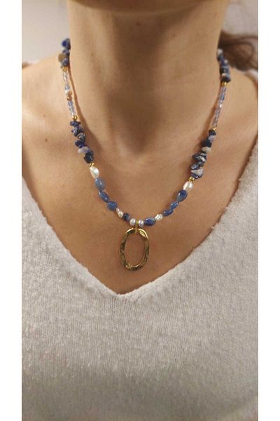 MSTR Art Ice Agate, Sodalite Necklace - Ice Agate, Sodalite Necklace