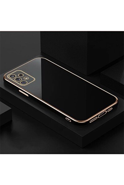 Rivor Samsung Galaxy A52 Uyumlu Kılıf Parlak Kenarlı Altın Işlemeli Kamera Ko...