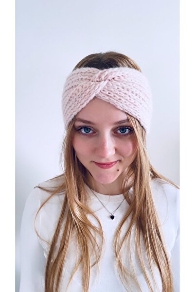 LeBohas Knitted Hair Band Pink Alpaca Wool