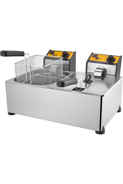 Remta R93 5+5 Lt. Büfe Tipi Sanayi Tipi Elektrikli Çift Hazneli Kapaklı Fritöz