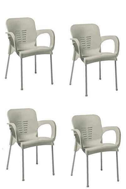 nar sokağı 4 Adet Metal Ayaklı Plastik Sandalye Koltuk 4'lü Set