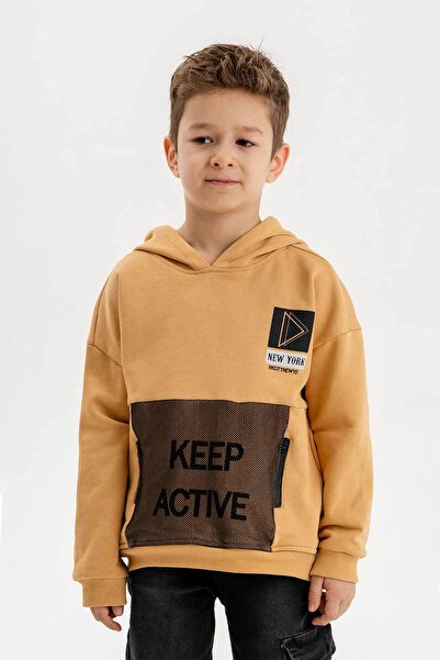 Gold Class Kidswear Φούτερ για αγόρι με κουκούλα με φερμουάρ με λεπτομέρειες με τρεις κλωστές