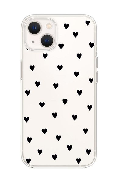mooodcase iPhone 13 Compatible Black Hearts Premium Transparent Silicone Case